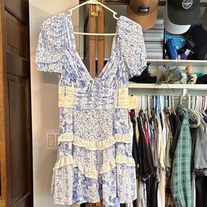 Altar'd State Blue and White Floral Dress